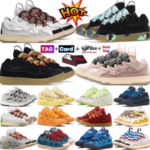 Designer skor läder trottoarkant sneakers lyx kalvskinn snörning stil extraordinär präglade mesh män kvinnor i nappa gummi platt plattform tränare lanvins skor