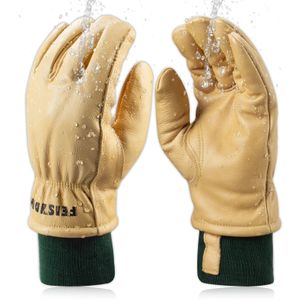 Five Fingers Gloves Waterproof Work for Men Winter Insulated Leather Cowhide Working in Cold Weather 231114