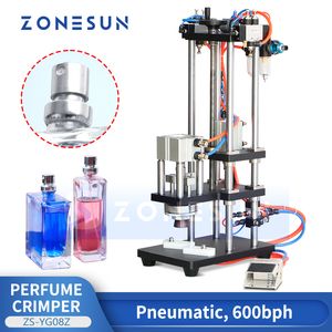 Zonesun frasco de perfume crimper máquina de friso de perfume pulverizador selador perfume fragrância equipamento de embalagem pneumática ZS-YG08Z