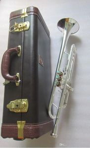 Prawdziwy obraz Brass Horn USA Stradivarius Trumpet BB LT197S-99 Srebrny plated Flat B Musical Instruments Profesional Horn Trompete