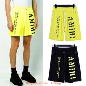 Amirir Shirt Designer Clothing Amirs Shorts Mens Tesirt Tshirt Amires Trendy American Capris Letter عرضية شورت شاطئ الصيف غير الرسمي INS Amirir Jeans 7084