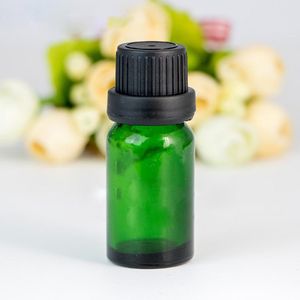 Black Tamper Lid 5-100ml Green Glass Dropper Bottles For Cosmetic Essential Oil