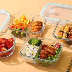 BENTO CAIXAS CRISPOS DE VIDRO ESPECIAL ESPECIAL DE ESCRITÓRIO TENANDO TABELA BONGA FRUCH LUNCO DE MICROWAVE Aquecimento de alimentos Jarros de armazenamento 230414