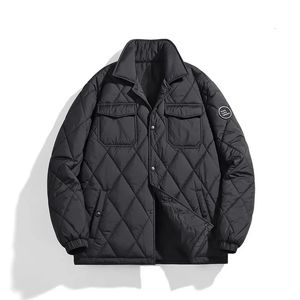 Mens Down Parkas Cotton Jacket Men Winter Casual Loose Diamond Quiltade förtjockade jackor Kläder plus storlek 231114