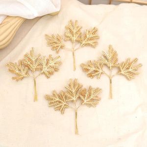 Decorative Flowers 18pcs Golden Silvery Artificial Plants Fake Branch With Frost Christmas Tree Wreaths Home Candy Box Accessories Wedding