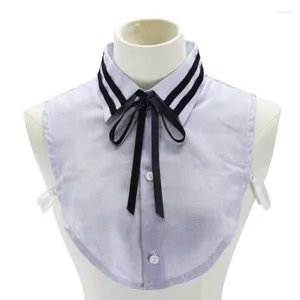 Рубашка с галстуком-бабочкой и бантиком, искусственный воротник для женщин, белый, черный галстук, винтажная съемная накладная блузка с лацканами, декоративный топ