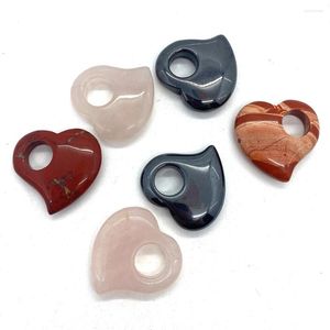 Pendant Necklaces Natural Stone Hematite Rose Quartz Necklace Pendants Heart Crystal Redstone DIY Jewelry Making Women Charms