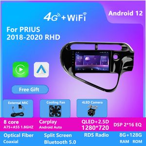 Toyota Prius 2018-2020 RHD 자동차 라디오 멀티미디어 내비게이션 4G WiFi 2DIN GPS AutorAdio BT 용 Android 13 비디오 자동 카플레이