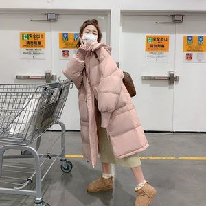 2023年冬の女性のための韓国語版の中間長さのジャケット、新しいゆるい白いアヒルダウンフード付き黒いジャケット