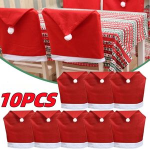 Party Hats 1-10pcs Santa Hat Chair Cover Christmas Table Decoration Santa Hat Home Decoration Julklappar 231114