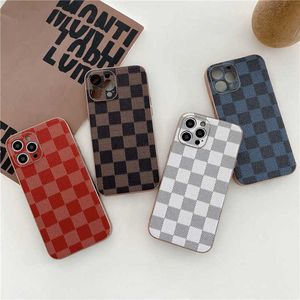 Luxury Minimalist Grid Phone Case iPhone 14 15 Pro Max 13 11 12 Mini 7 8 Plus X Xs XR XSmax Designer Letter Leather Electropated Veneer Protective Case