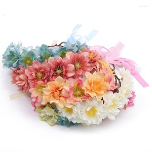 Dekorativa blommor Spring Bohemian Peony Flower Crowns Wreath Beach Hawaii Floral Garland Romantic Sunflower Wedding Wreaths Söt pannband