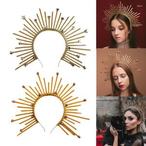 Party Supplies Five Pointed Star Round Head Buckle Halo Crowns Halloween Costume Goddess Headwear Witch Dress Hair Accessories Drop Ship