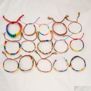 Charme Pulseiras Voleaf Minimalista Handmade Trançado Lgbt Pulseira Encantos Arco-íris Para Homens Mulheres Amor É Gay Armband Jóias Acessórios DHC2T