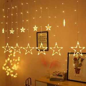 Strängar 2,5m 220V LED Christmas Star Garland gardin Lätt utomhussträng fairy lampa för Xmas Tree Holiday Wedding Year Decorled