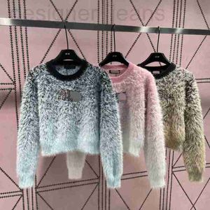 Kvinnors stickor Tees Designer Mi Miao Family Letter Nail Diamond Gradient Mohair Pullover Knickad tröja Söt topp 23s Autumn/Winter New ZH5D