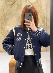 Womens Jackets Designer CE * 23ss Autumn/winter New Contrast Color Thickened Cotton Cladding Workwear Baseball Suit Jacket Coat Versatile Loose Top 0C75