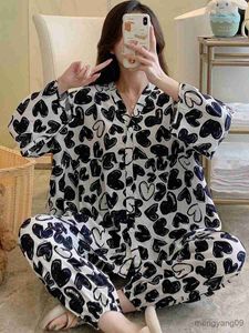 家庭用服のスプリングパジャマセット女性バギースタイルデザインデザインスリープウェアユニセックス人気の快適なホームR231115