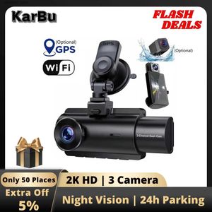 Car DVRs 2K GPS Wifi Dash Cam 3 Camera for Car Dvr Night Vision Dashcam 24h Parking Monitor Kamera Front and Rear Dvrs Video Registrator Q231115