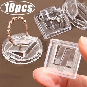 Jewelry Pouches Mini Clear Rings Display Rack Plastic Round Storage Strand Bracket Showcase Shopwindow Racks Organizer