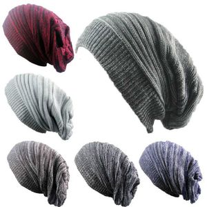 Men and Women Hat Mixed Color Cotton Striped Hip Hop Winter Warm Scarf Beanies Knit Long Loose Gorro Headdress 230920