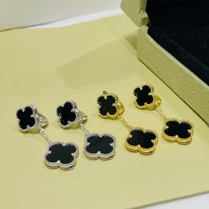 four leaf clover Earrings Natural Shell Gemstone Gold Plated 18K designer for woman T0P highest counter Advanced Materials brand designer anniversary gift 017