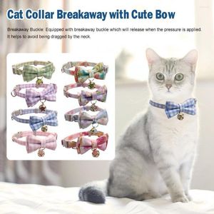 Dog Collars Pet Supplies Cat Bell Collar Printed Bow Plaid Accessories Adjustable For Small Medium Large Dogs Puppy Pink Sh C8Y2