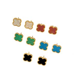 joias femininas Designers Clover Jewelry Vintage 4/Four Leaf Clover Stud Brincos Voltar Madrepérola Prata Moda Ágata Banhada a Ouro 18K para Mulheres Meninas Weddin