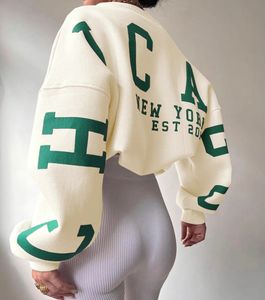 Coletes masculinos y2k mulheres letras impressão moletom moda casual o pescoço manga longa solta hoodies 2023 outono inverno senhora velo pullovers tops 231114