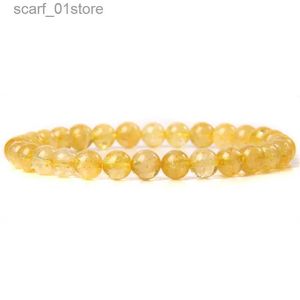 Chain High Quality Citrines Beads Bracelet For Women Men AAA Grade Yellow Quartz Crystal Stone Bracelet 6 8 MM Stretch Bangles JewelryL231115