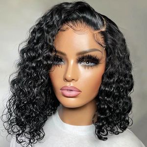 Synthetic s Short Curly Bob Wet And Wavy Water Wave Malaysian Lace Front Human Hair For Women 13x4 Frontal 180 231115