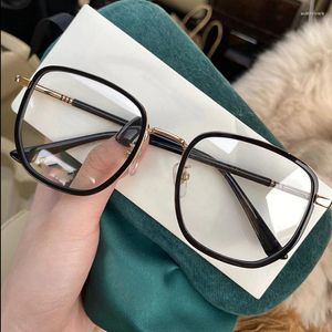 Sunglasses Ultralight Blue Blocking Glasses Girl Retro Green Frame Plain Light Bezel Transparent Eyewear For Women