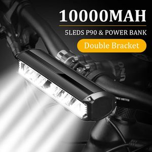 Cykelbelysning Toucloud Bicycle Light Front 10000mAh Power Bank Waterproof Ficklamp USB Laddning MTB Road Cycling Lamp Accessories 231115