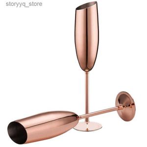 Weingläser-Set, 2 Stück, Edelstahl, Champagner-Weinflöten, Gläser, Roségold, unzerbrechlich, bruchsicher, Q231115