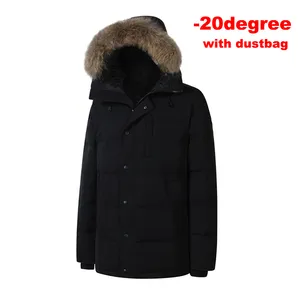 Mens grosso para baixo parka grosso inverno canadá estilo eua jaqueta impermeável casaco corta-vento real pele de guaxinim