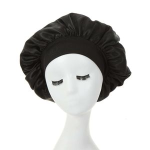 Novo gorro forrado de cetim sedoso, boné para dormir a noite toda, capa envoltória para cabelo, gorro desleixado para proteção de cabelos cacheados para mulheres e homens