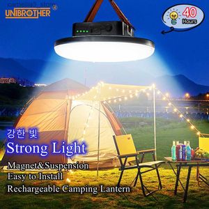 Lanterna da campeggio 15600mAh Lanterna da campeggio a LED ricaricabile con magnete Luce forte Zoom Torce portatili Luci per tende Illuminazione per riparazioni da lavoro Q231116