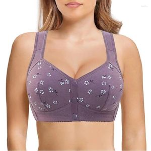 Yoga Outfit Large Size Printing Non-steel Ladies Bra Front Opening And Closing Underwear Comfortable Breathable Push Up