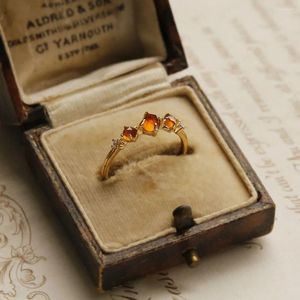 Кольца кластера, винтажное оранжевое кольцо для женщин, позолоченное, штабелируемое, нежное, регулируемое, с гранатом, ювелирное украшение для подружки невесты, подарок