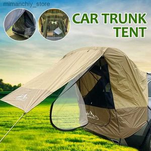 Tält och skyddsrum SUV Trunk Tält Camping Auto Tail Tent Waterproof Car Awising Portab Sunshade Rainproof Car Bak Tält för camping självkörande Q231115