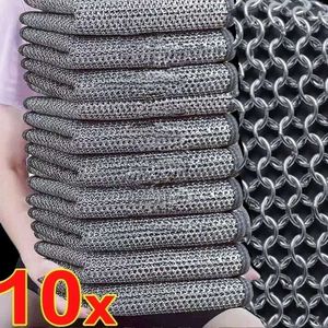 New 20cm Steel Wire Cleaning Cloth Double -layer Non -stick Oil Iron Dishrag Kitchen Pan Pot Dishes Cloths Rag Napery Dishcloth Rags