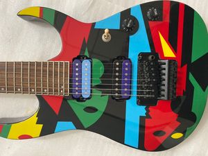 レア7ストリングJPMピカソP7ジョンペトルッチシグネチャーエレクトリックギターフロイドローズトレモロブリッジワミーバーロッキングナットブラックハードウェア