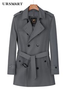 Herrjackor medium lång vindbrytare herr mode dubbelbröst brun casual trench coat män fjäder och höst tunna jackor s-6xl storlek 231115