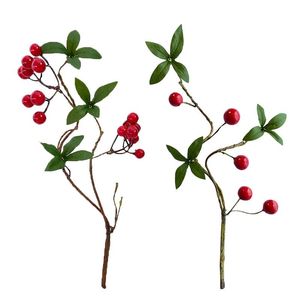 Decorative Flowers & Wreaths Artificial Plant Acacia Bean Red Fruit Green Home Bedroom Counter Dining Table Decoration Flower Arrangement Fa
