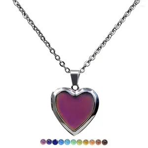 Pendant Necklaces Personalized Heart Po Box Necklace For Women Warm Change Color Love Charm Collarbone Chain Ladies Fashion Jewelry