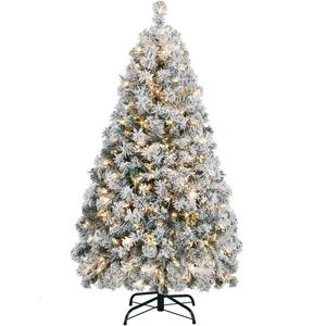 Objetos decorativos estatuetas Easyfashion Clear Prelit Incandescente Verde Reunido Spruce Árvore de Natal Artificial 45' 231115