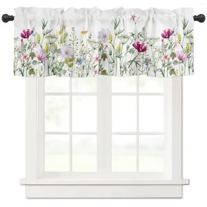 Tenda Fiore di Primavera Vaniglia Fiore di campo Cucina Tende per finestre Decorazione domestica Breve per Soggiorno Camera da letto Piccole Cortinas