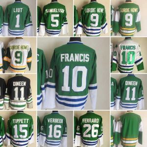 Benutzerdefinierte Hartford''Whalers''1991-1999 Film Retro CCM Hockey Jersey Stickerei 9 Gordie Howe 10 Ron Francis 11 Dineen 5 Samuelsson 26 Ferraro 16 Verbeek