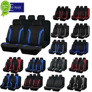 Neues Upgrade-Sport-Universal-Polyester-Autositzbezug-Set, passend für die meisten Autos, einfarbiger Stoff, zweifarbig, stilvoller Autozubehör-Sitzschutz
