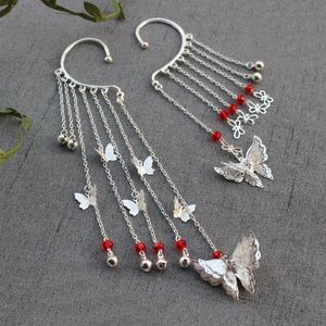 Stud Anime Tian Guan Ci Fu Clip per l'orecchio Gancio Hua Cheng Xie Lian Cosplay Farfalla Orecchino pendente Accessori gioielli da donna Regalo 231115